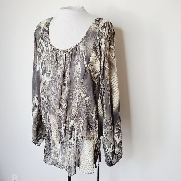 BCBG Snake Print Flowy Tie Blouse - Picture 2 of 9
